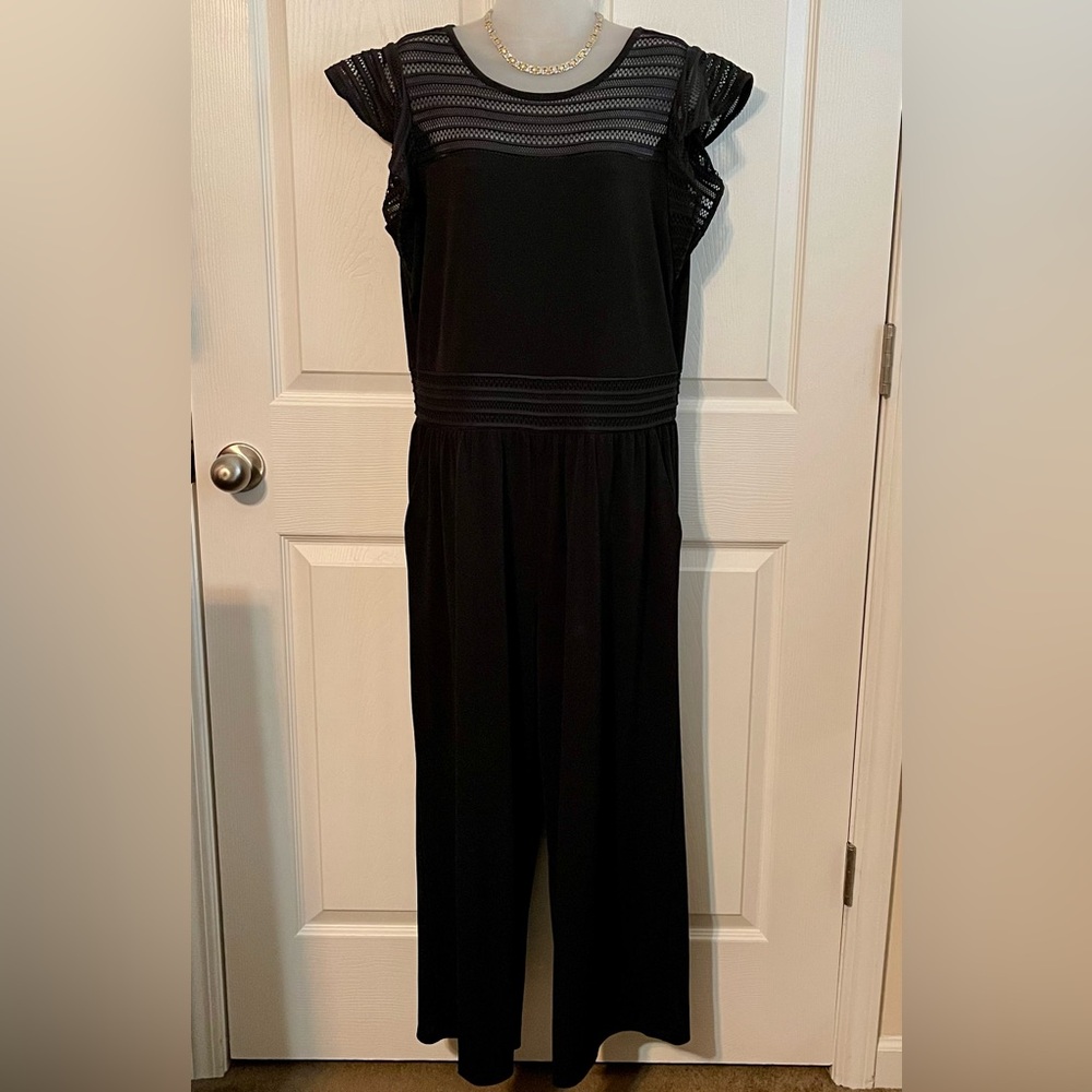 MICHAEL KORS BLACK KNIT WIDE LEG JUMPSUIT MISSES SIZE LARGE